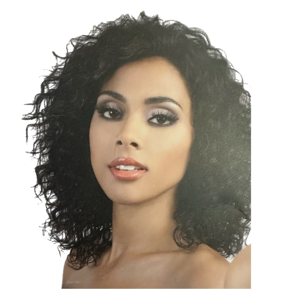 Elegant Black w/ Blonde Curly Hair Wig